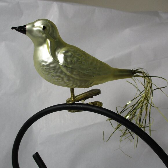 Vintage Light Gold Blown Glass Clip-On Bird Christmas Tree Ornament Germany - Picture 5 of 5